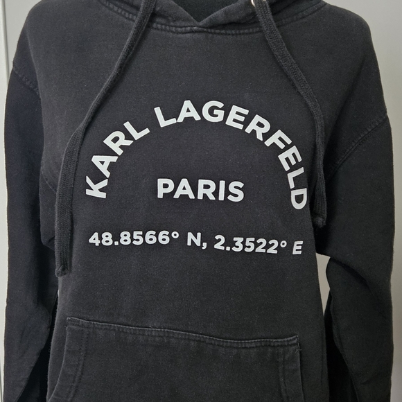 Karl Lagerfeld Paris Black & White Logo Hoodie- Size S - Picture 2 of 3